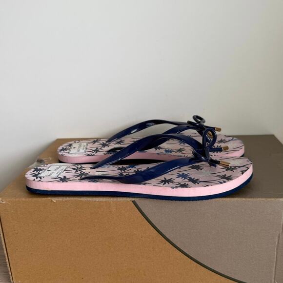 Kate Spade Pink/Blue Palm Trees Women Flip Flops-  W 7-8 - Picture 3 of 12
